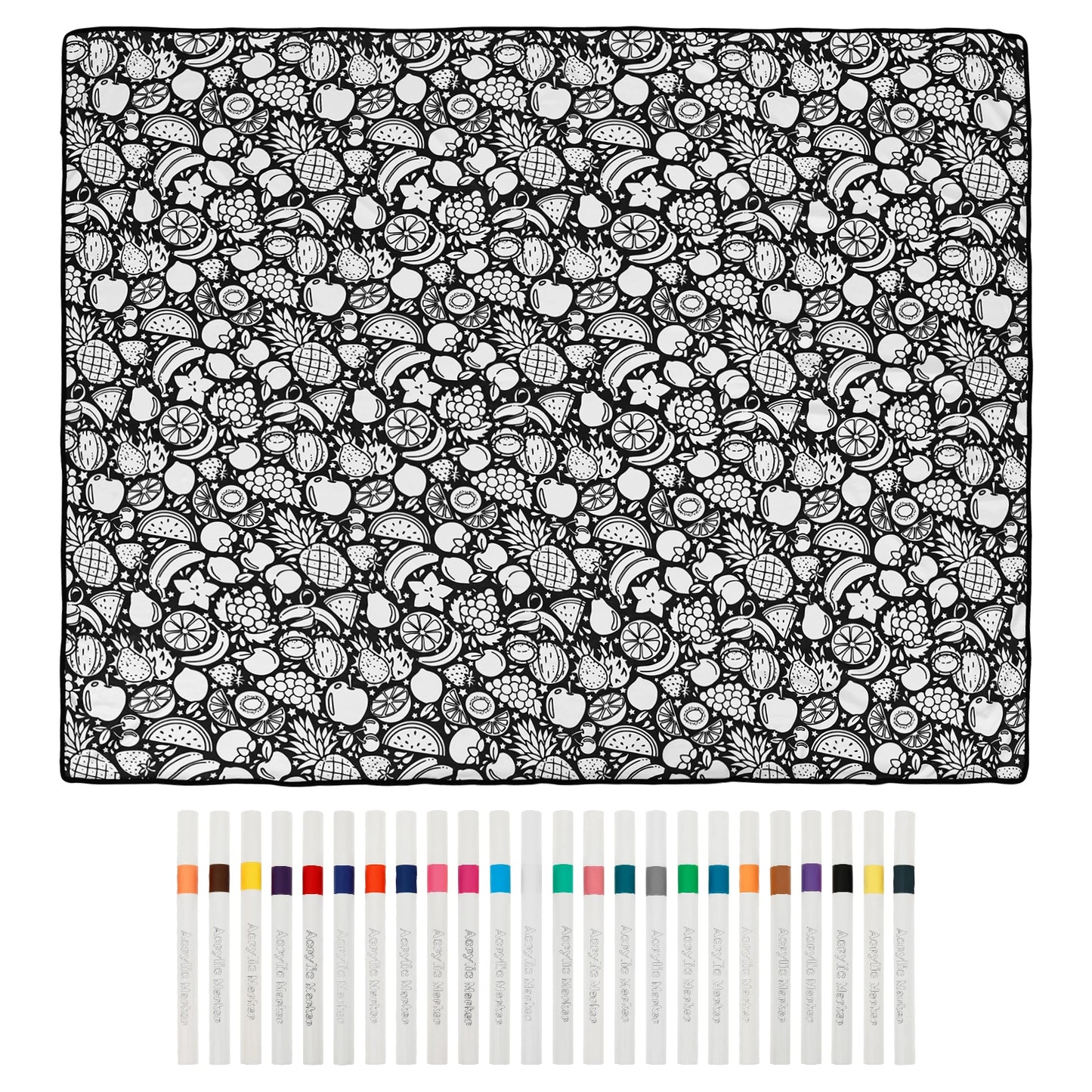 DIY Coloring Blanket with 24 Colored Markers Creative Personalization Pattern Blanket Stress Relief Unique Paint Art Decor Gift