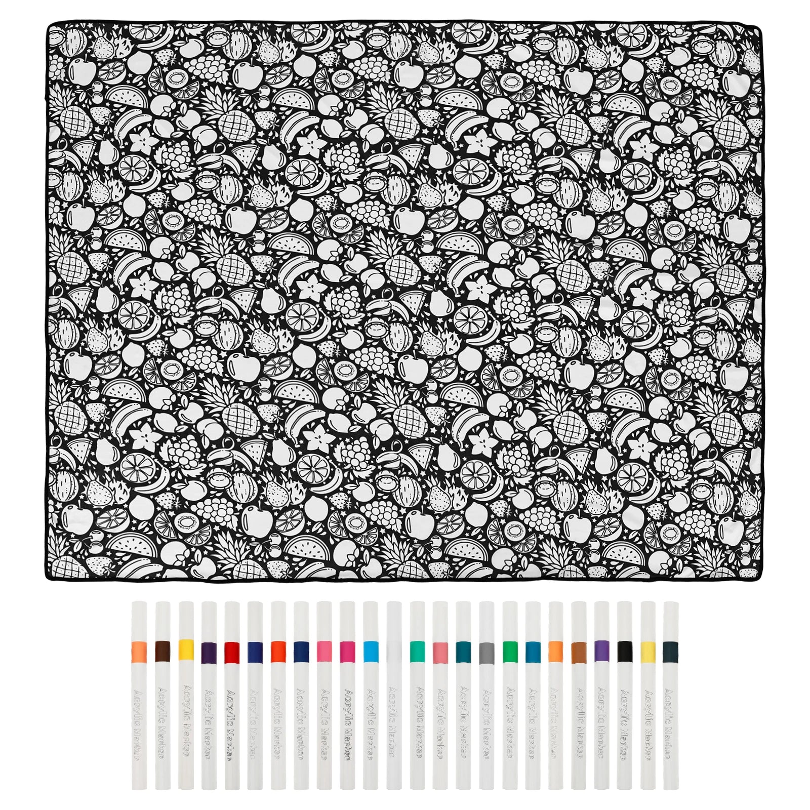 DIY Coloring Blanket with 24 Colored Markers Creative Personalization Pattern Blanket Stress Relief Unique Paint Art Decor Gift