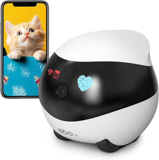 SE Familybot Home Camera Robot: 1080P Movable Pet Camera Indoor, Battery-Operated, Auto-Recharge, Night Vision, 2-Way Talk, Local Storage, APP Control